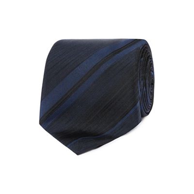 Designer navy tonal striped silk tie